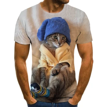 Mados 2020 Naujas Cool T-shirt Vyrai/Moterys 3d Marškinėlius Spausdinti dvi katės trumpomis Rankovėmis Vasaros Viršūnes Tees streetwearT marškinėliai