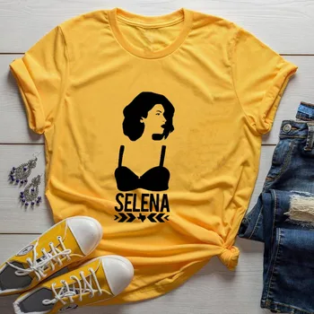 Grynos Medvilnės Moterų Marškinėliai Selena Grafinis Atspausdintas Ponios Marškinėlius Trumpomis Rankovėmis Tee Marškinėliai Moterims, Moterų Topai Drabužius Camisetas