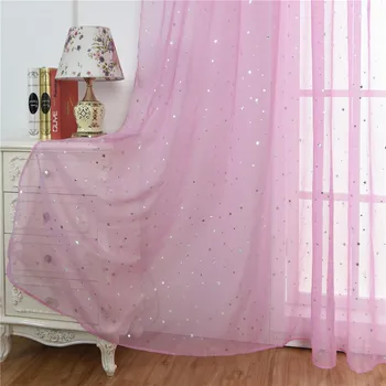 Rožinės spalvos blizgus skiedra star tiulio užuolaidas kambarį vientisos spalvos gatavų užuolaidų lango užuolaidos vien miegamajame 123&C
