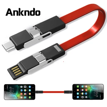 4In1 USB Kabelis Magnetiniai Mini USB-C Telefono Įkroviklis Trumpas Micro USB Kabelis Nešiojamų Įkrovimo Kabelį, Skirtą 