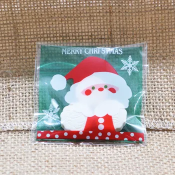 50Pcs 10x10cm Santa Claus Medžio lipnios Kalėdų Dovanų Maišeliai Animacinių filmų Plastiko Saldainių Maišelį, Kalėdų Slapukas Pakuotės Kalėdų Dekoro