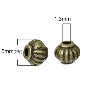 DoreenBeads Cinko metalo lydinio Karoliukai, Metalinės Moliūgų Antikvariniai Bronzos Juvelyrikos Apie 5mm( 2/8