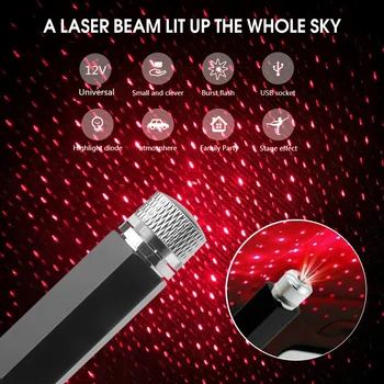 Naujas Automobilinis USB LED Automobilių Atmosfera Aplinkos Star Light DJ Red Star Lubų Projekcija Lempos Kalėdų Interjero Dekoratyvinės Šviesos