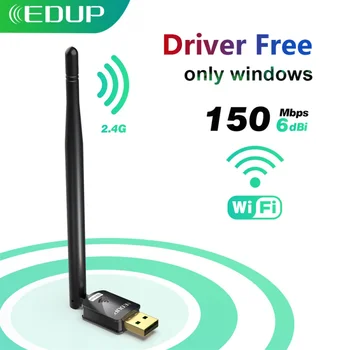 EDUP WiFi USB Adapteris Su Antena 150Mbps Vairuotojas-Nemokama Belaidžio Tinklo Imtuvas WIN PC Desktop Laptop Automatiškai Įdiegti