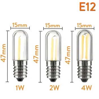 Mini E14 E12 1W 2W 4W LED Šaldytuvas Šaldiklis Kaitrinės Šviesos COB Pritemdomi Lempučių Lempa Šalta / Šilta Balta AC 110V, 220V