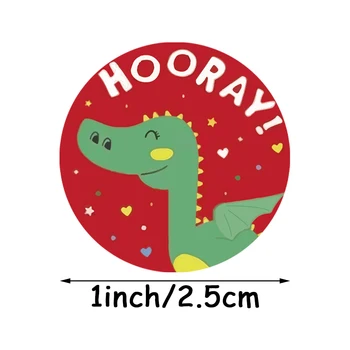 Mielas Dinozauras Gyvūnai Apdovanoti Lipdukas 500pcs/roll anglų Žodžius 8 Dizaino Skatinti Etiketės Vaikams Žaislas, 1 colio Apvalus Lipdukas