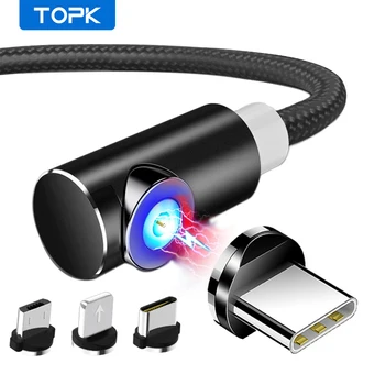 TOPK Magnetinio Micro USB Kabelis iPhone Samsung USB C Tipo Magnetinių Įkrovimo Kabelis USB C Mobiliojo Telefono Kabeliai