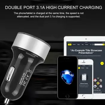 Automobilių Dual USB Įkroviklis QC 3.0 Adapteris Cigarečių Degiklio LED Voltmeter Visų Tipų Mobiliuosius Telefonus, Auto atsarginės Dalys