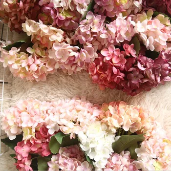 Europos Hydrangea Aliejaus tapybos stilius, vazos, namų dekoravimo reikmenys vestuvių dekoratyvinės gėlės, Dirbtinės gėlės pigiai