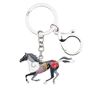 Bonsny Emalio Lydinio Elegantiška Running Horse Key Chain Keychains Žiedai Mados Gyvūnų Papuošalai Moterims Mergina Maišelį Automobilių Pakabukas Pakabukai