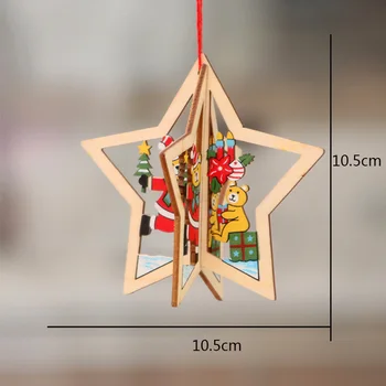 1Pc Kalėdų Ornamentu Mediniai Kabinti Pakabučiai Star Snaigės Kalėdų Medžio Bell Kalėdų Dekoracijas namams Šalies naujieji Metai
