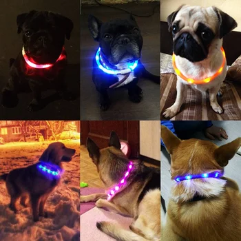 Naminių Šunų Antkaklis LED Šviesos Naktį Saugos Įspėjimas Apšviestas Mirksi Švyti Kačių, Šunų Antkakliai Šunims Naminių Reikmenys Naminių Šunų Antkaklis LED