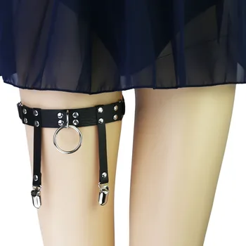 Lydinio žiedas kniedės punk PU suspender reguliuojamas širdies kojos žiedas keliaraištis diržas moterims goth cosplay harajuku seksualus odinis diržas