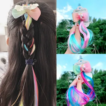 2020 Naujas Princesė Blizgučiai Spalvingas Plaukų Įrašus Merginos Ilgai China surišti į arklio plaukų segtukai Kaspinai Vaikai Guma Plaukų Aksesuarai