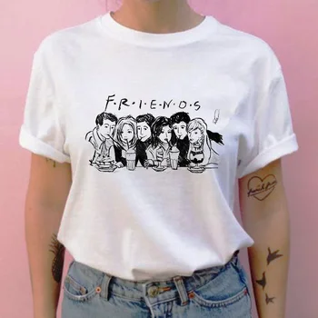 Moteriški Marškinėliai Draugų Tv Šou Grunge Drabužius Harajuku Streetwear Marškinėlius Vasaros Femme Viršūnes Trumpas Rankovės 2021 Mados Europos