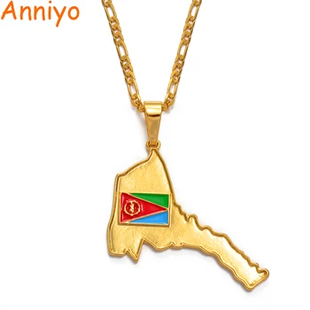 Anniyo Eritrėja Žemėlapis, Vėliava Pakabukas Karoliai Moterų, Vyrų, Aukso Spalvos, Etninės Papuošalai Afrikos Žemėlapiai Eritrėjos #032506