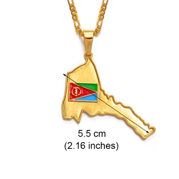 Anniyo Eritrėja Žemėlapis, Vėliava Pakabukas Karoliai Moterų, Vyrų, Aukso Spalvos, Etninės Papuošalai Afrikos Žemėlapiai Eritrėjos #032506
