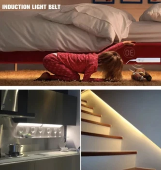 LED Pagal Kabineto Šviesos diodų (LED Juostelės Led Lempos Belaidis PIR Judesio Jutiklis USB Prievado Šviesa Virtuvėje, Laiptai, Spinta, Lova Šoninis apšvietimas
