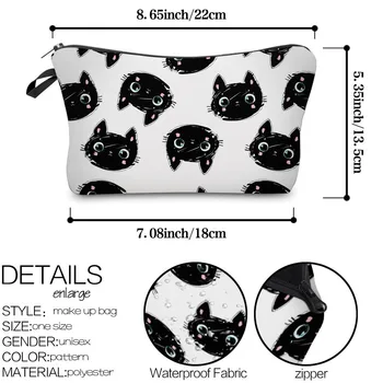 Deanfun Cute Kačių Kosmetikos Krepšys, atsparus Vandeniui Spausdinimo Daugiafunkcinis Grožio Maišelį Pritaikyti Logotipą Kelionės 51492