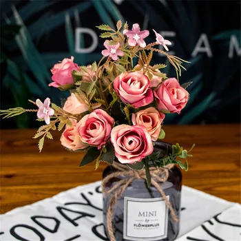 7 Spalvų 30cm 10Heads Rose Šilko Puokštė Dirbtinės Gėlės Nuotaka Vestuvių Namų Puošybai Gėlėmis Europos Stilių 5 Filialai