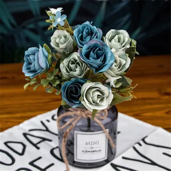 7 Spalvų 30cm 10Heads Rose Šilko Puokštė Dirbtinės Gėlės Nuotaka Vestuvių Namų Puošybai Gėlėmis Europos Stilių 5 Filialai