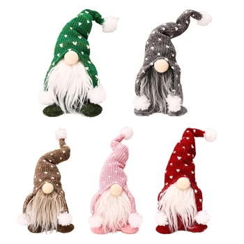 Rankų darbo Kalėdų Gnome Apdailos švedijos Figūrėlės Sėdi Ilgai Skrybėlę Elf Lėlės L4MB