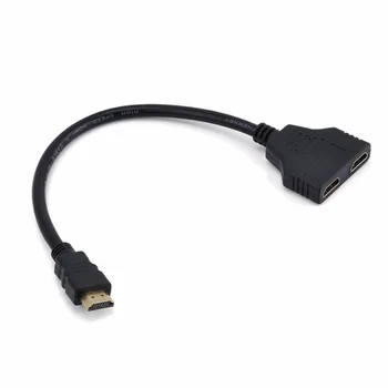 1PC HDMI 2 Dual Port Y Splitter 1080P HDMI v1.4 Vyrų Dvigubai Moterų Adapterio Kabelis 1, 2 Out HDMI Konverteris Kabelį Laido