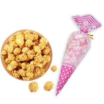 50pcs Pink Dots Kūgio Formos Gydyti Pūsti Celofano Maišelius Saldainių Krepšiai Trikampio Susuktų Cukraus Pakavimo Krepšys Užkandžių, Sausainių Saldainiai