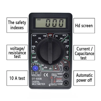 DT-830B Digital Voltmeter Ohmmeter Ammeter Multimetras Nešiojamą Testeris DT830B AC DC 750/1000V Amp Volt Ohm namų testeris
