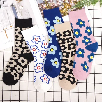 2019 Streetwear Gėlių Kojinės Moterims, Japonų, korėjiečių Stiliaus Mada Web Įžymybė Mielas Kojinės Ponios Rudens ir Žiemos 373