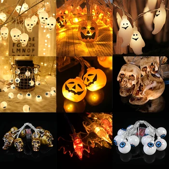 Helovinas String Žibintai LED Moliūgų Gpgb dvasios Šviesos Girlianda Helovinas Poilsio Namų ir Lauko Dekoro 1,5 m Mirkčiojančios Šviesos