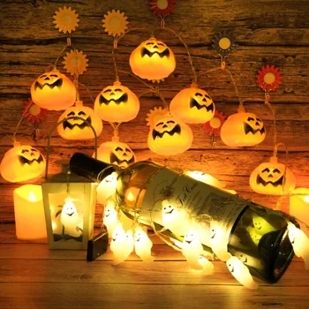 Helovinas String Žibintai LED Moliūgų Gpgb dvasios Šviesos Girlianda Helovinas Poilsio Namų ir Lauko Dekoro 1,5 m Mirkčiojančios Šviesos