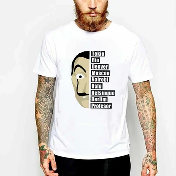 Namo Popieriaus T-shirt Vyrai Juokinga Dizaino La Casa De Papel T-Shirt Pinigų Heist TV Serialas O-Kaklo Marškinėlius Vyrams trumpomis Rankovėmis T-Shirt