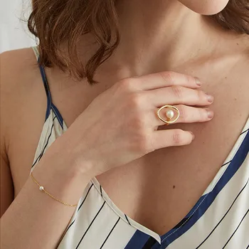 XIYANIKE 925 Sterlingas Sidabro Derliaus Pearl Žiedai Elegantiškas Moterų Kūrybos Geometrinis Partijos Priedai 2020 M Fine Jewelry Dovanos