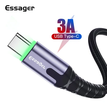 Essager LED USB C Tipo Kabelis 3m Samsung 