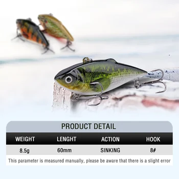 GOBASS 6cm 8.5 g VIB Žvejybos Masalas Ritmais Žiemos Bass Fishing Tackle 