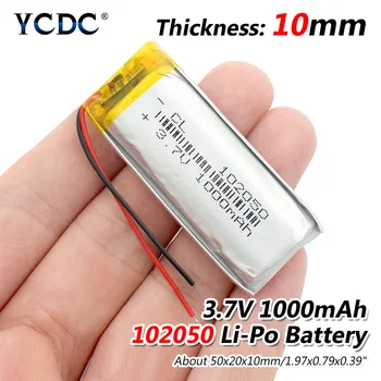 Nešiojamų 3.7 V, 1000mAh Li-polimero Baterijos 102050 Cell Li-Po Akumuliatoriai Už MP3, MP4, GPS ir 