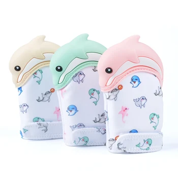 LOFCA 1PC Spalvinga Kūdikių Teethers BPA free Pandos Mažylis Kramtyti Žaislus Delfinų Žindukas Pirštinės Wrapper Garso Chewable Dovanos