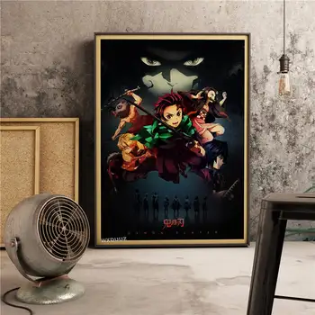 Japonijos Anime Demon Slayer: Kimetsu abstrakčiai Darželio Vaikų Kambario Animacinių filmų gyvenimo sienos menas Namų Dekoro plakatai Retro paveikslai tapyba