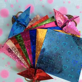 Lazerio Šviesos Spalvų Origami Papercranes Meilės Spalvotų Pakrovimo Scrapbooking Popierius Medžiaga Rankų Darbo Krano Popieriaus Gėlių Dovanų