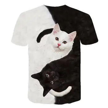 Mados 2020 Naujas Cool T-shirt Vyrai/Moterys 3d Marškinėlius Spausdinti dvi katės trumpomis Rankovėmis Vasaros Viršūnes Tees marškinėliai Vyrų XXS-6XL