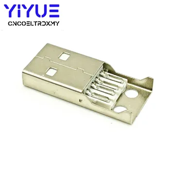 10vnt Type A Male USB 4 Polių Kištukinis Sujungiklis Su Juodo Plastiko Dangtis