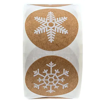 Raundas Kraft Kalėdų Lipdukai 6 Dizaino Etiketes Kraft Lipdukas Snaigės Padėkos Paketo Įklijos Spausdinimas, Etiketės Statio