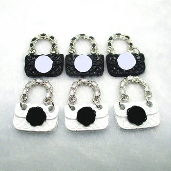 6pcs 17x23mm juoda ir balta moterų rankinės pakabukai emalio žavesio papuošalai priėmimo mados auskarai pakabukas mados žavesio XL423