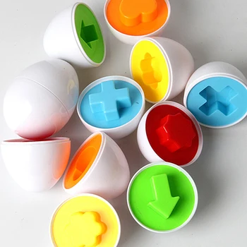 6 vnt Montessori Mokymosi Matematikos Žaislai Smart Kiaušiniai 3D Puzzle Žaidimas Vaikams Matematikos Žaislai Mišrios Formos Kiaušiniai Atsitiktines Spalvas&Formų