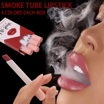 4 Vnt/Set Kūrybos Cigarečių Lūpų Nustatyti Matinis Ilgalaikis, Vandeniui Matt Lip Stick Vamzdis Nuogi Raudoni lūpų dažai, Lūpų Makiažas TSLM1
