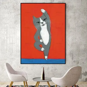 Conisi Šviežias Stiliaus Katė Sienos Menas Drobė Paveikslų Spaudinių Kūrybos Katės Gyvenimo Plakatas Kačių Namų Dekoro Svetainės Apdaila