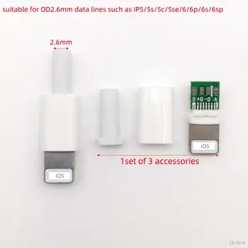 5 rinkiniai USB iphone male kištukas su drožlių plokščių jungtis suvirinimo 2.6/3.0 mm Duomenų eilutės sąsaja 