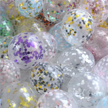 10vnt 12inch blizgantys konfeti balionai skaidrus popierius, folija, konfeti globos 1cm blizgučiai Blizgančiais vestuvių, gimtadienio decors