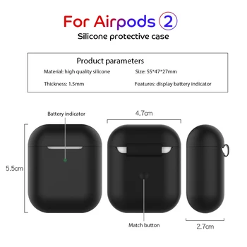 Belaidžio Įkrovimo Atveju Airpods 2 Minkštas Matinis Silikoninis Apsauginis Dangtelis Apple Airpods 2 Ausinių Įkrovimo Padengti Funda